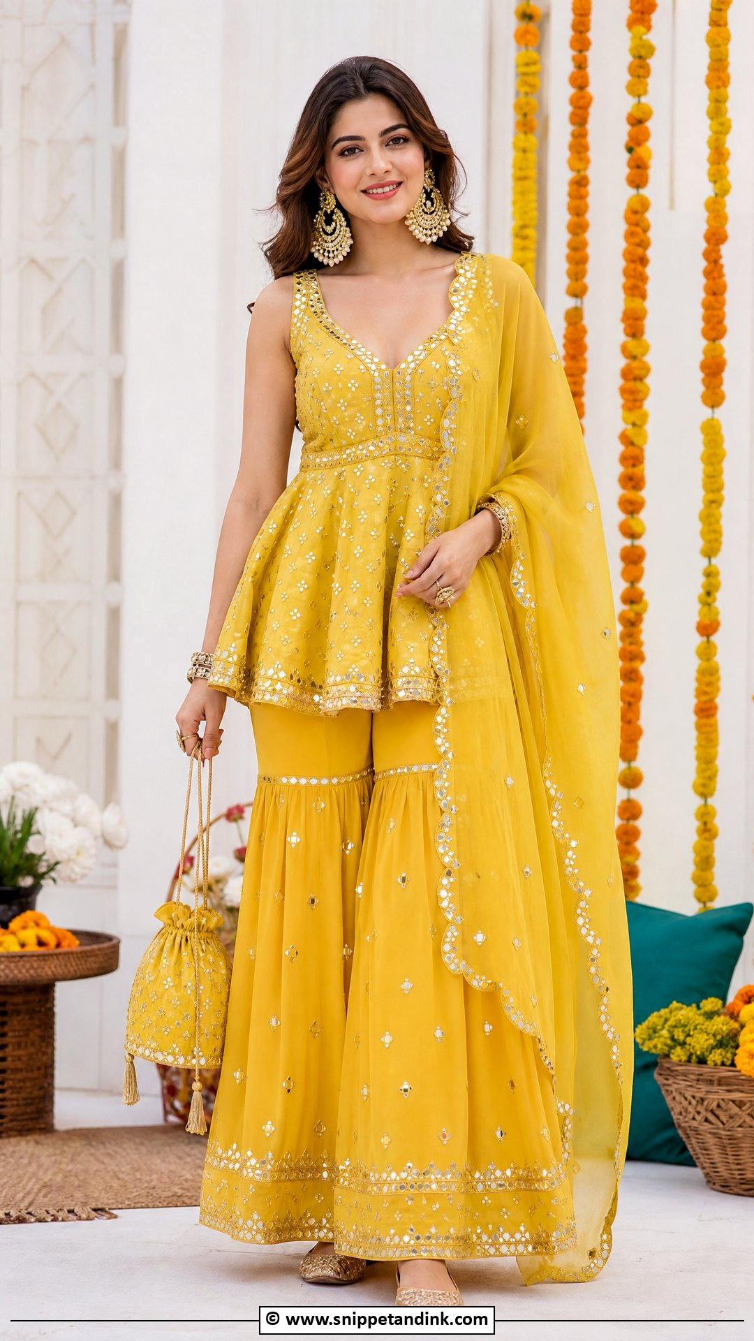Yellow Sharara With Peplum Top - Snippet and Ink - 30 Yellow Sharara Ideas