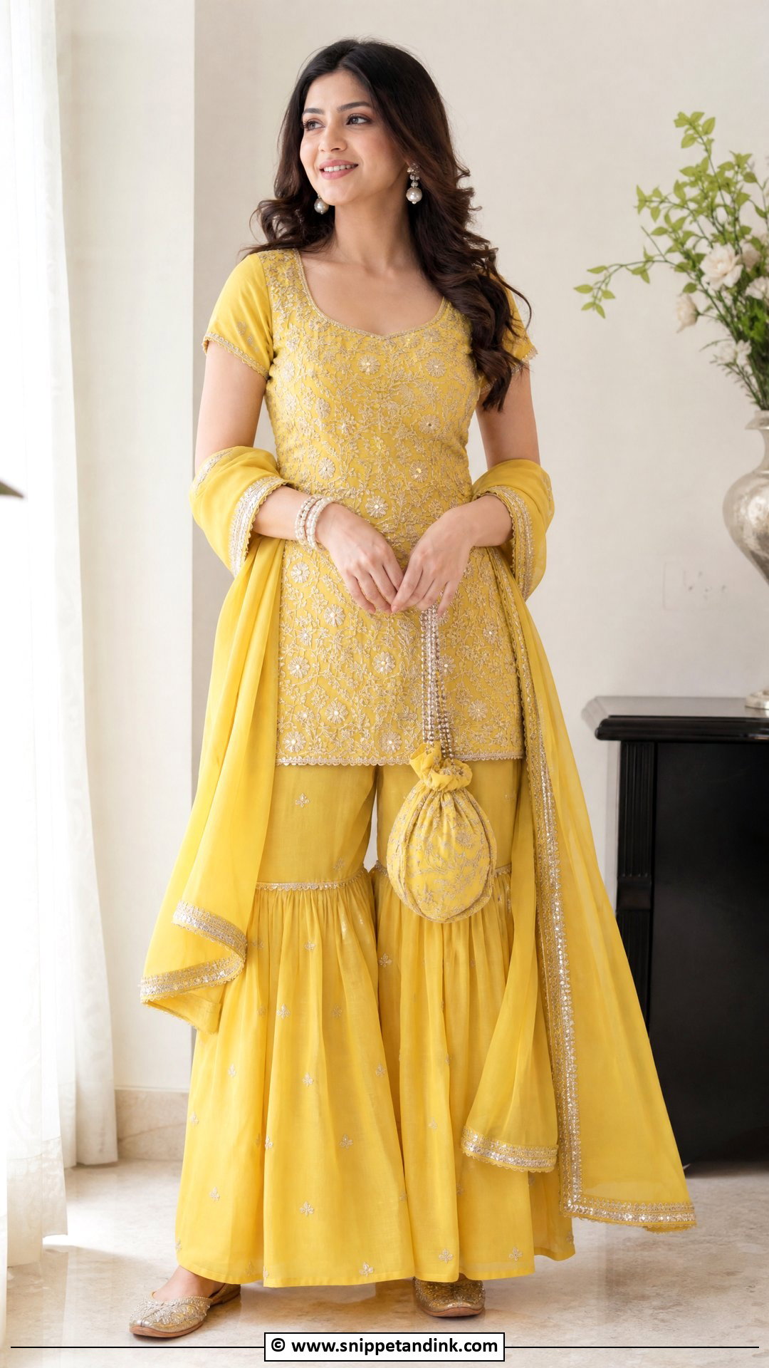 Yellow Sharara With Short Kurti - Snippet and Ink - 30 Yellow Sharara Ideas