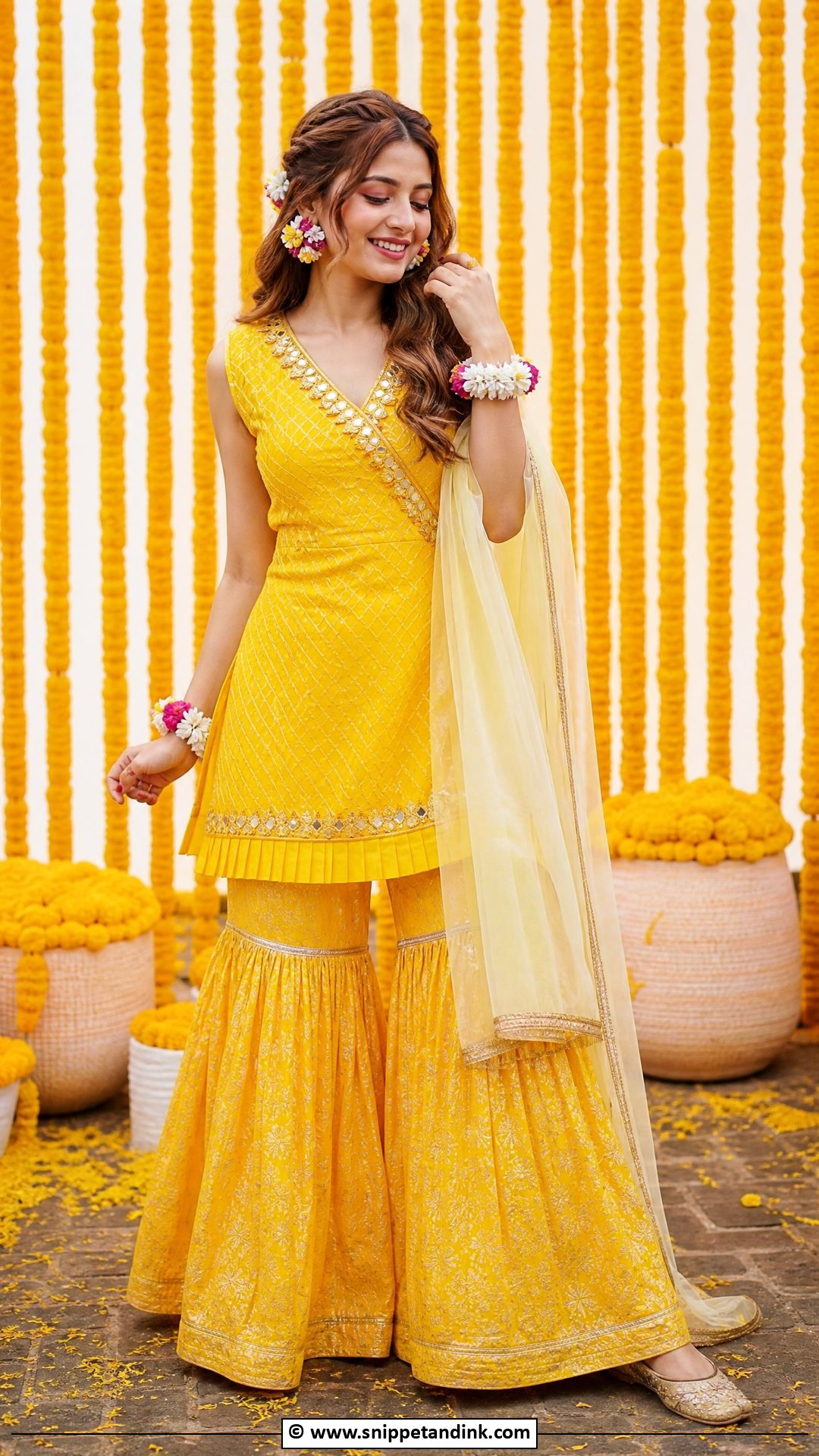 Yellow Sharara for Haldi Bride - Snippet and Ink - 35 Haldi Outfits for Bride