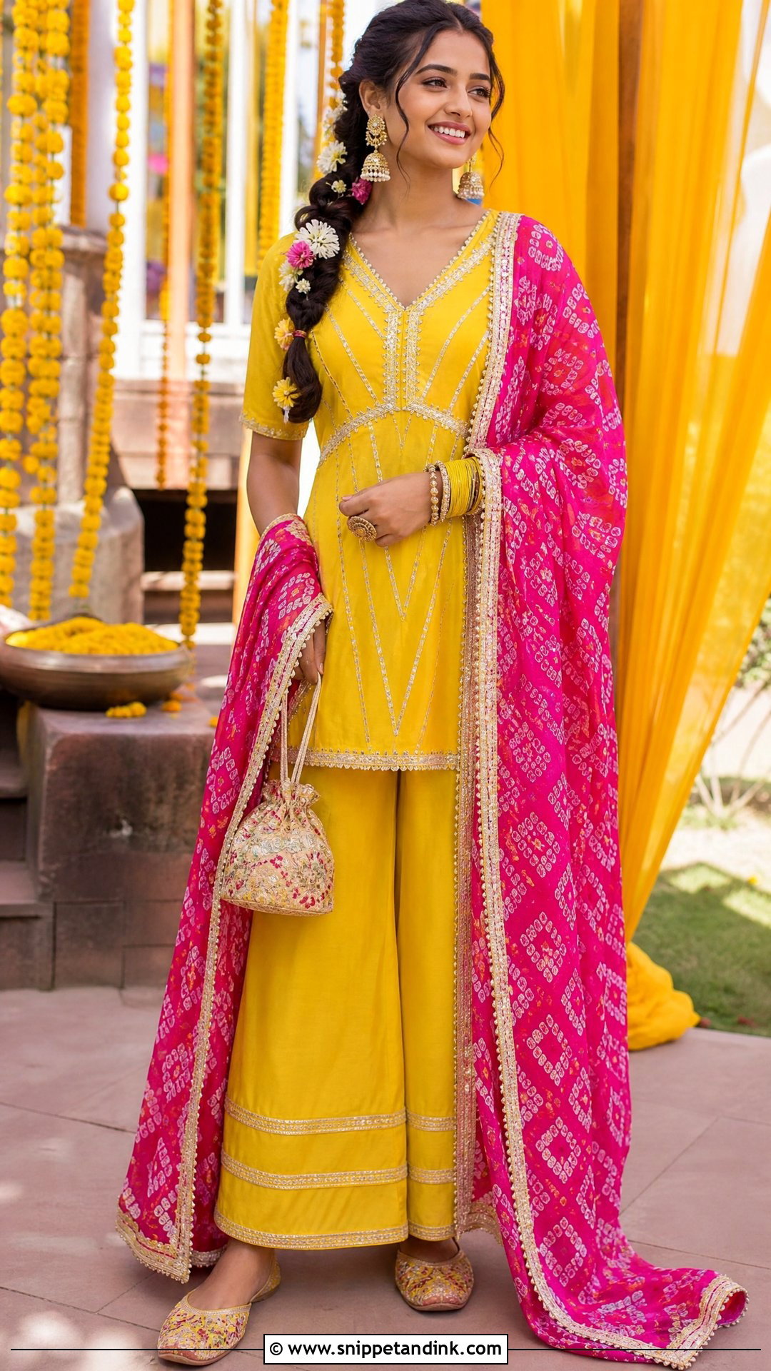 Yellow Short Kurti Palazzo Suit for Haldi - Snippet and Ink - 20 Yellow Plazo Suit for Haldi Ideas