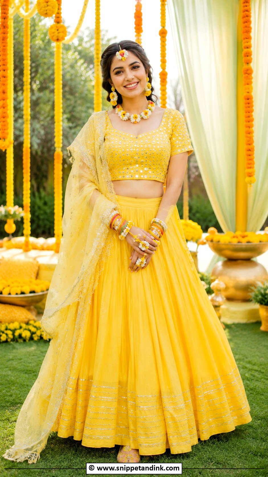 Yellow Short Kurti With Lehenga for Haldi Bride - Snippet and Ink - 30 Unique Haldi Outfits for Bride
