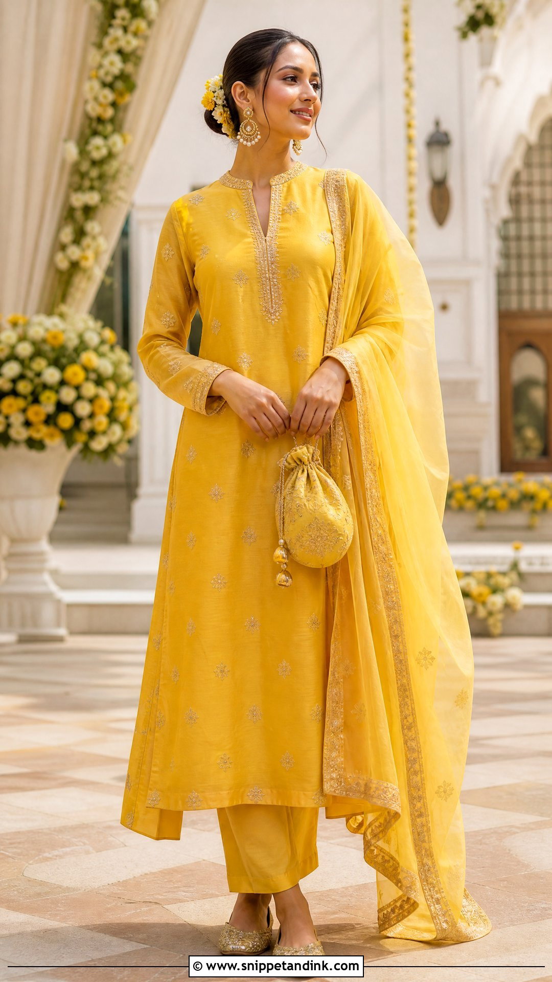 Yellow Silk Blend Suit for Haldi Ceremony - Snippet and Ink - 20 Suit for Haldi Ceremony Ideas