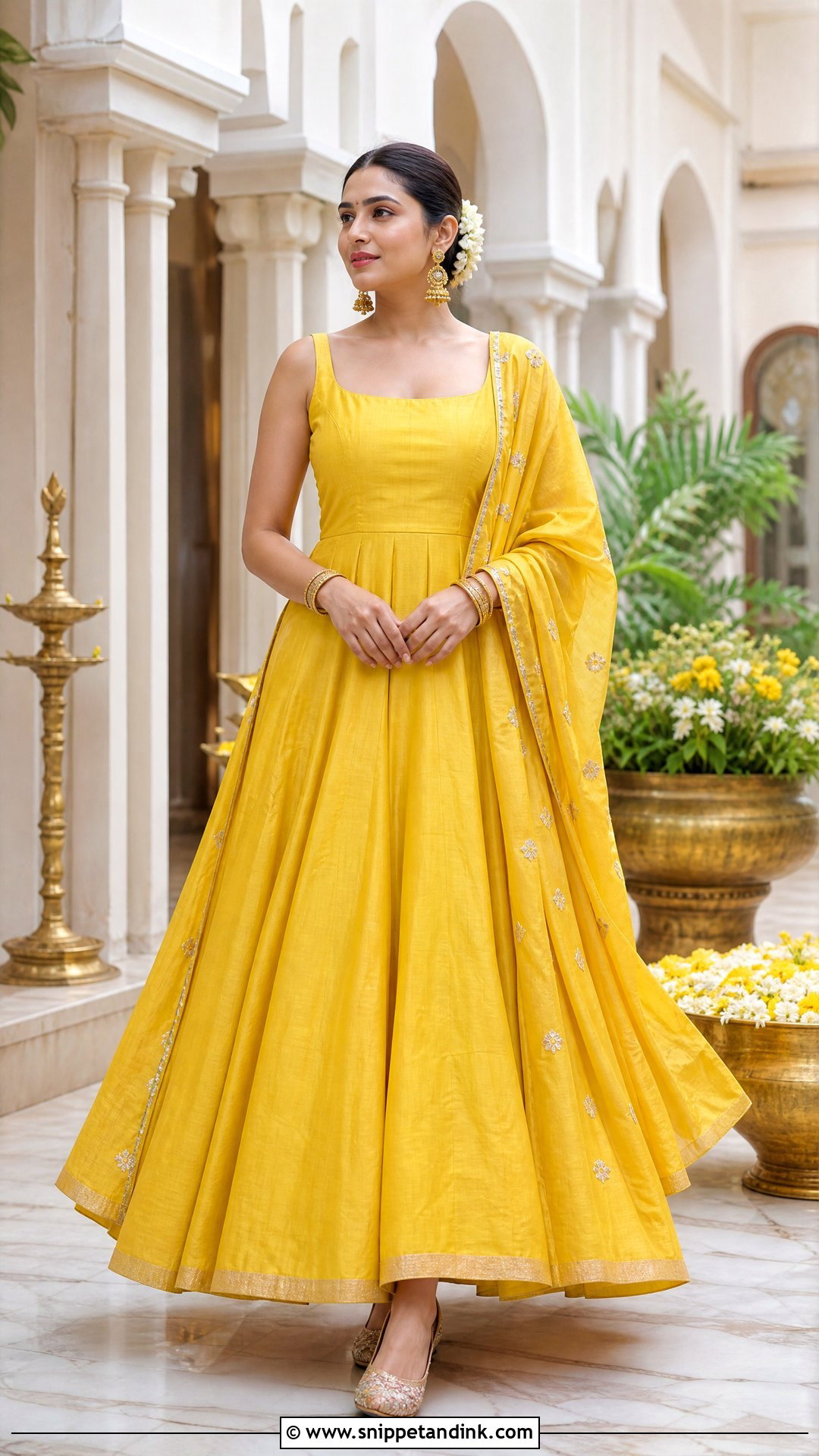 Yellow Silk Gown for Haldi - Snippet and Ink - 20 Yellow Gown for Haldi Ideas