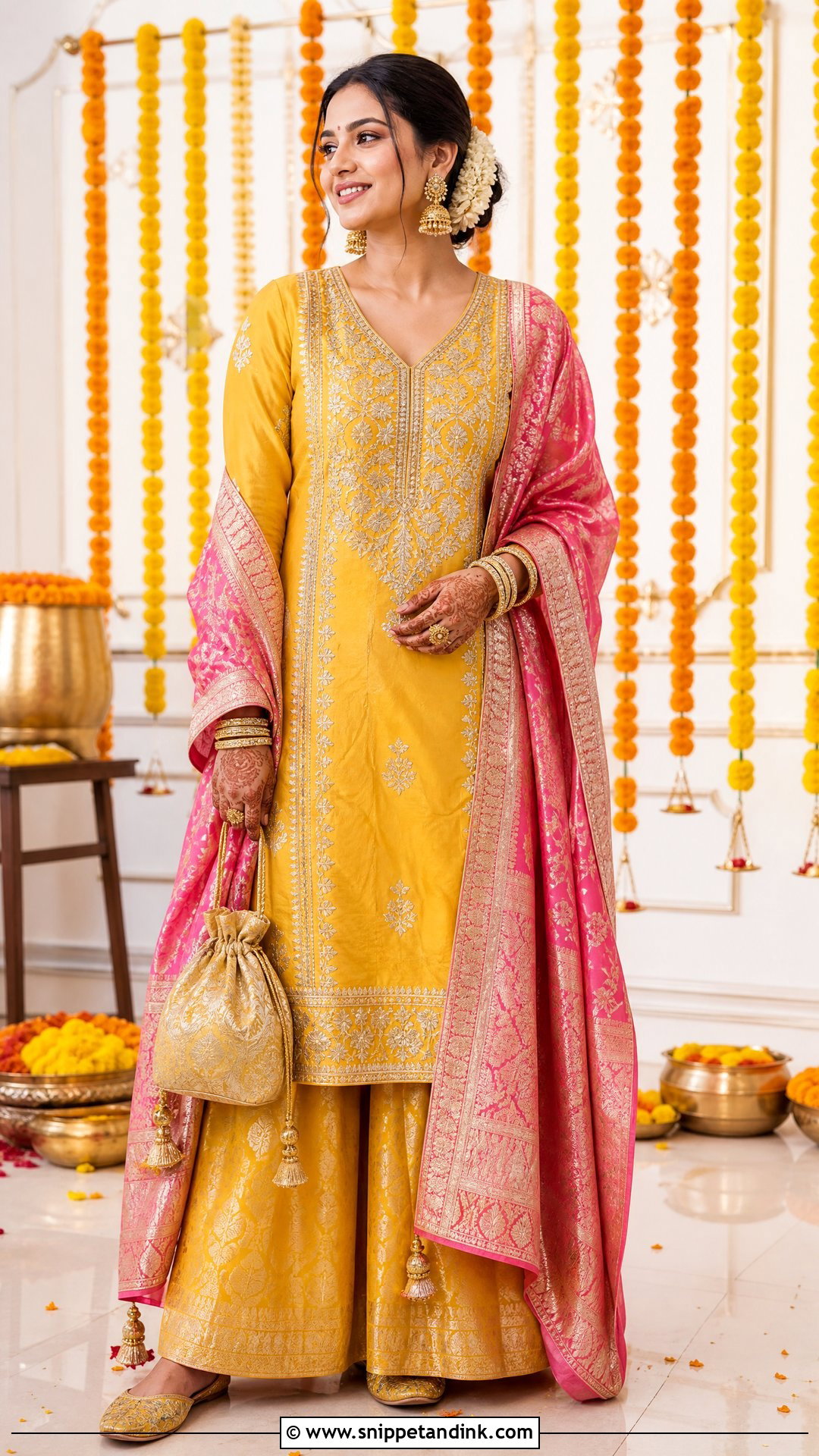 Yellow Silk Palazzo Suit for Haldi - Snippet and Ink - 20 Yellow Plazo Suit for Haldi Ideas