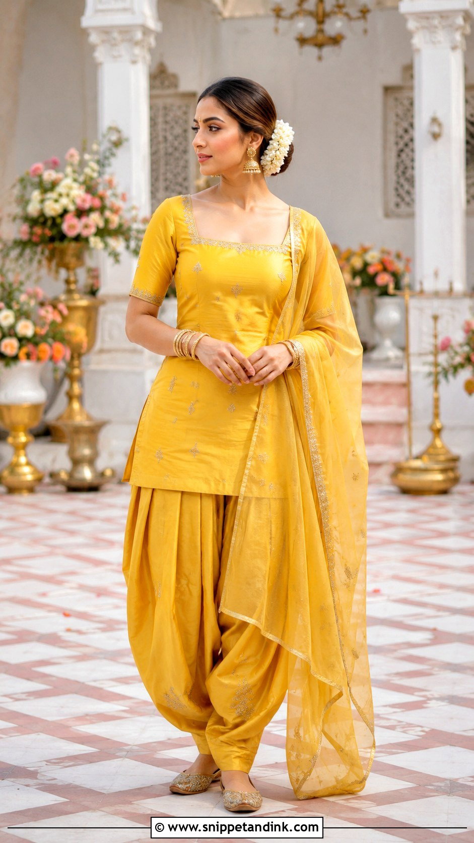 Yellow Silk Patiala Suit With Gold Dupatta - Snippet and Ink - 20 Yellow Patiala Suit for Haldi Ideas