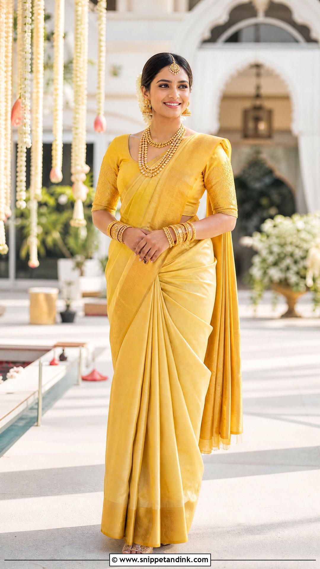Yellow Silk Saree Bridal Look - Snippet and Ink - 20 Yellow Bridal Dress Ideas