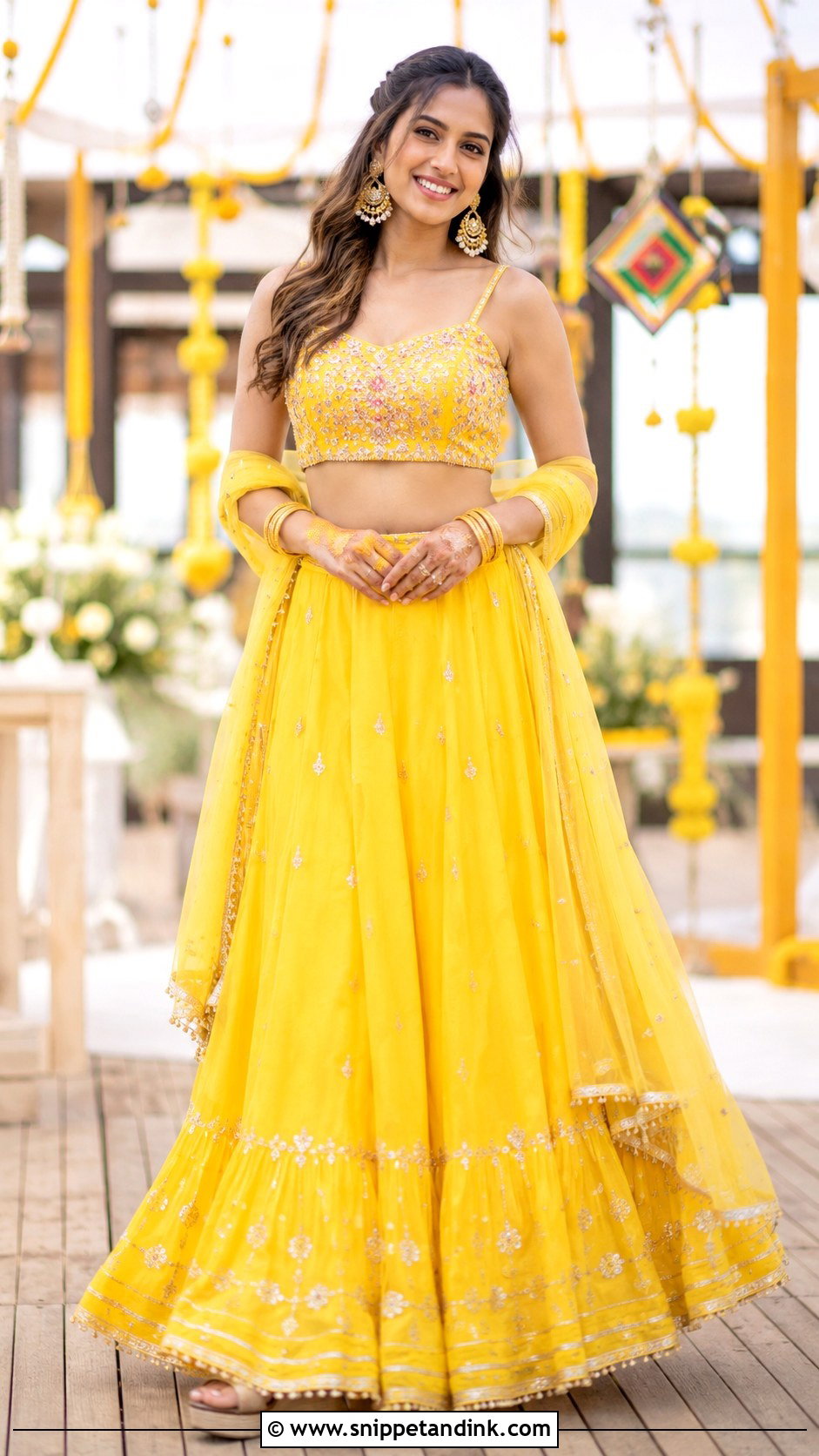 Yellow Skirt And Crop Top For Haldi - Snippet and Ink - 30 Haldi Dresses