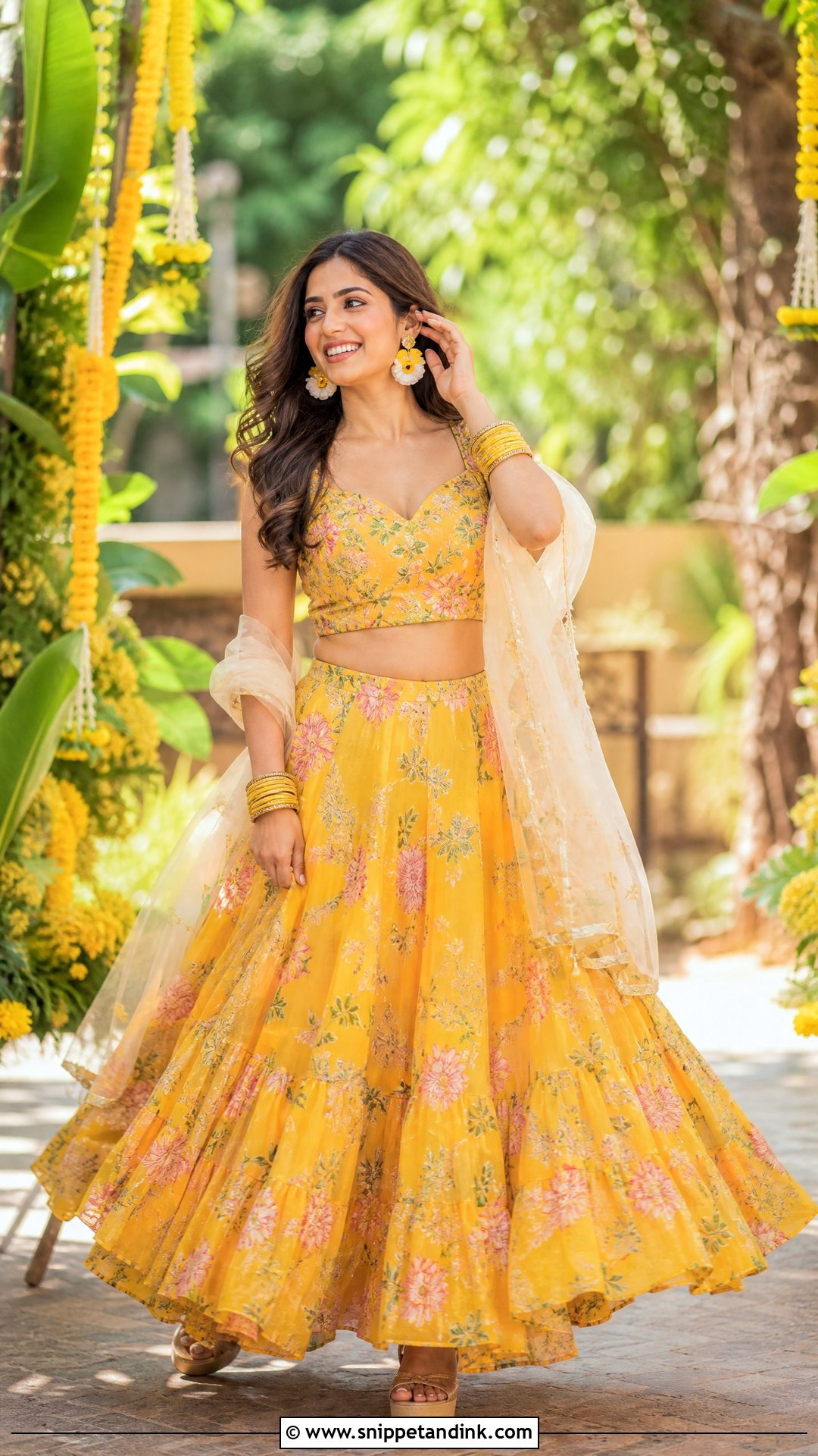 Yellow Skirt And Crop Top For Haldi - Snippet and Ink - 25 Yellow Outfit for Haldi Function Ideas