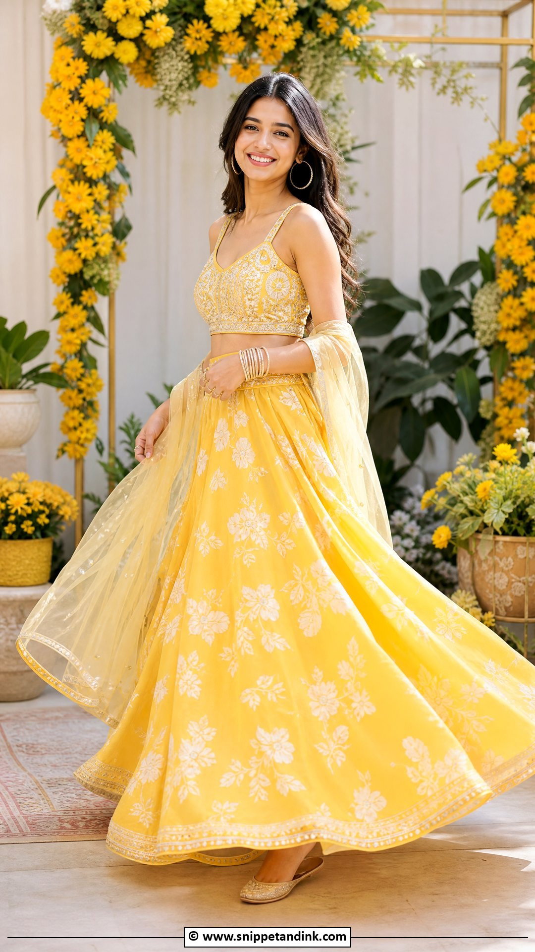 Yellow Skirt And Crop Top Haldi Outfit - Snippet and Ink - 35 Haldi Outfits for Sister