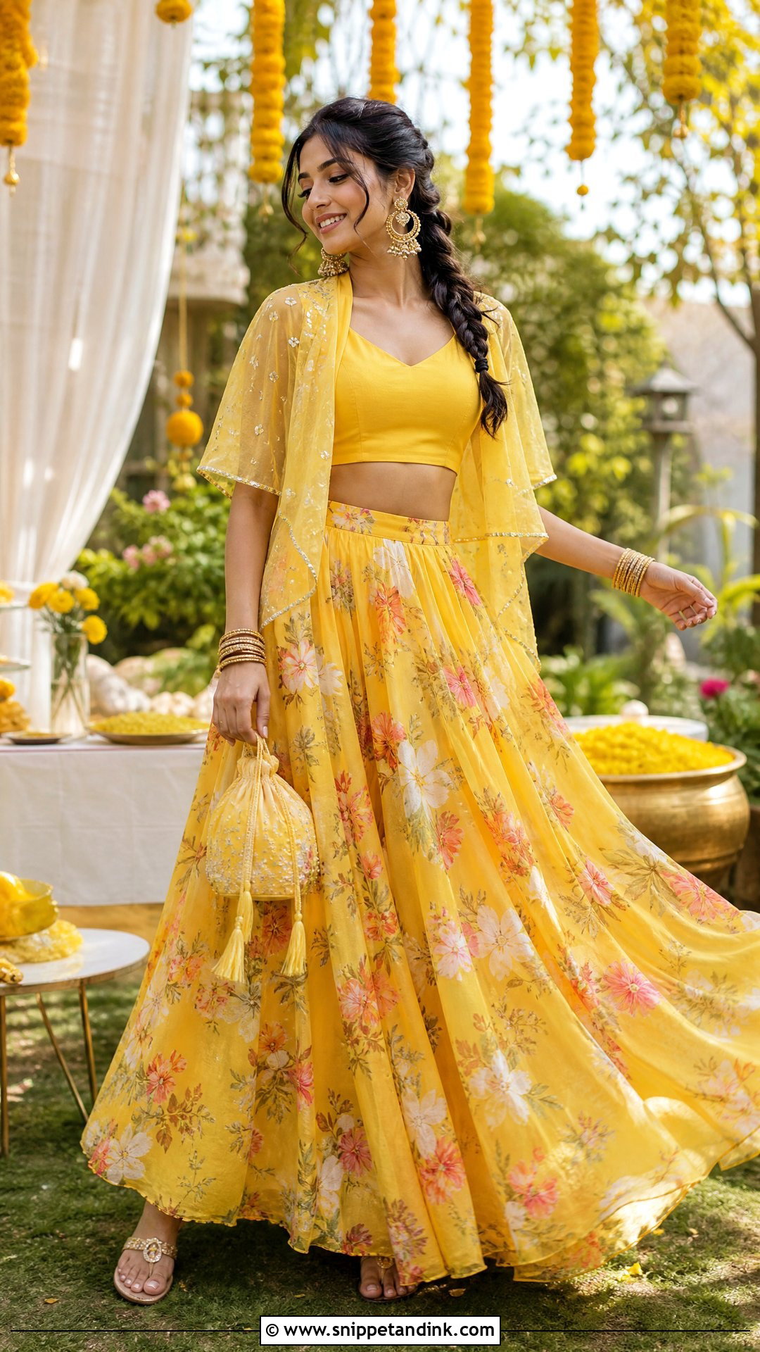 Yellow Skirt And Crop Top Outfit - Snippet and Ink - 20 Yellow Haldi Outfit for Sister Ideas