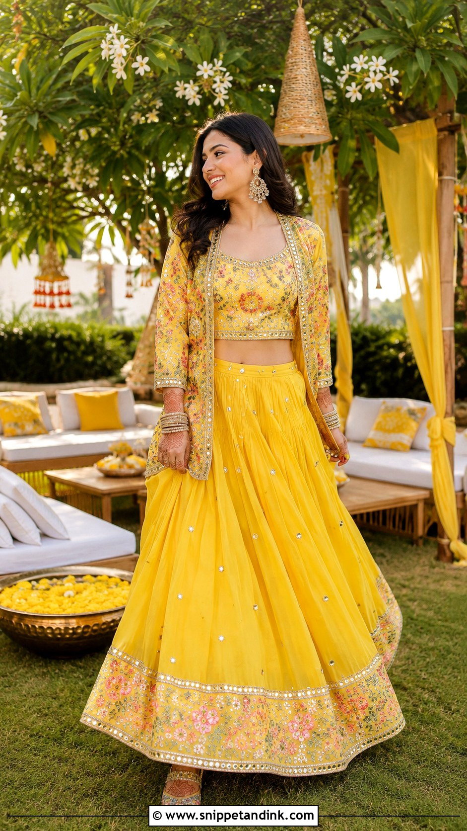 Yellow Skirt And Jacket Haldi Set - Snippet and Ink - 20 Haldi Clothes for Bride Ideas