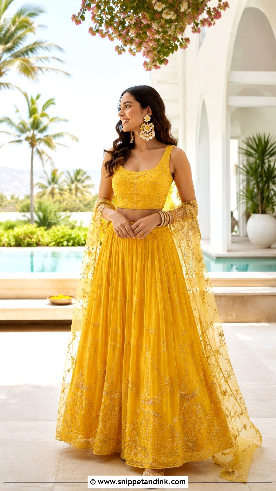 Yellow Skirt And Tank Top Haldi Outfit - Snippet and Ink - 25 Indo Western Haldi Outfit Ideas