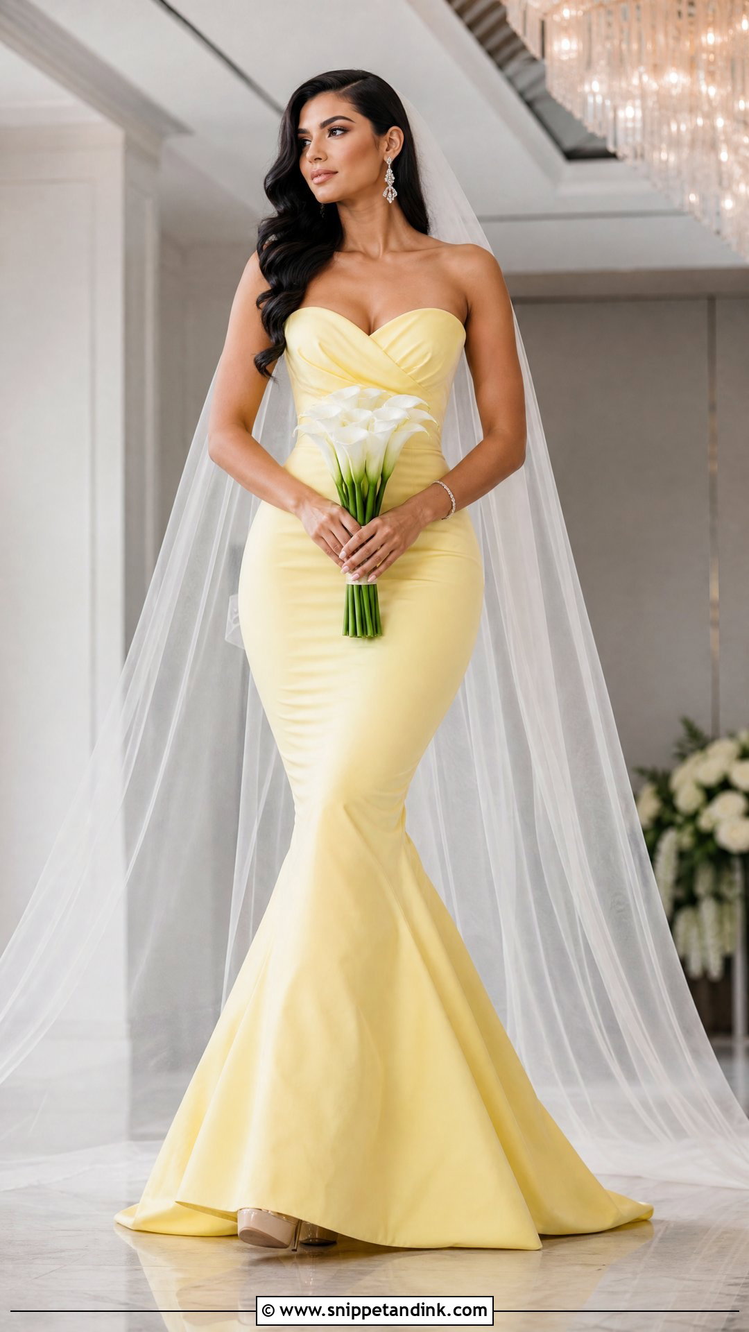 Yellow Strapless Mermaid Bridal Gown - Snippet and Ink - 20 Yellow Bridal Dress Ideas