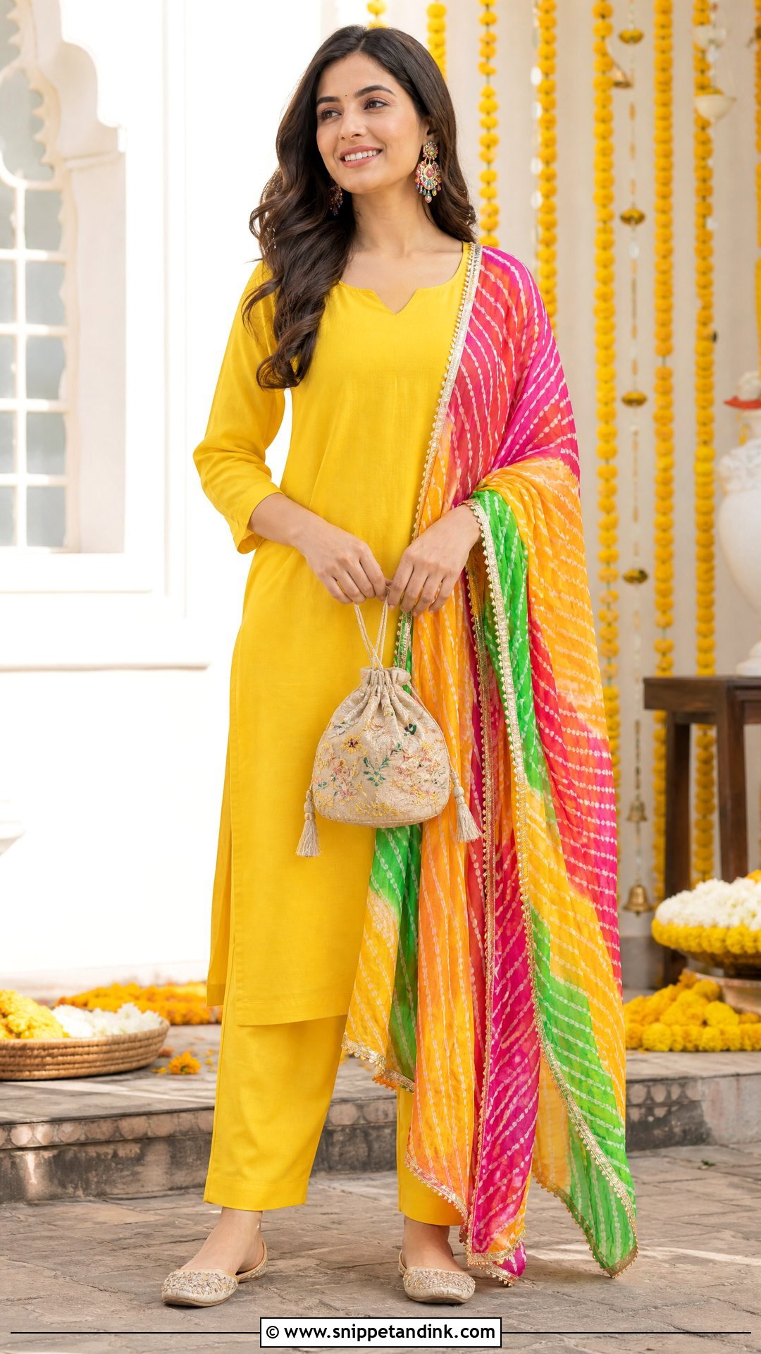 Yellow Suit With Leheriya Dupatta - Snippet and Ink - 20 Suit with Dupatta Ideas