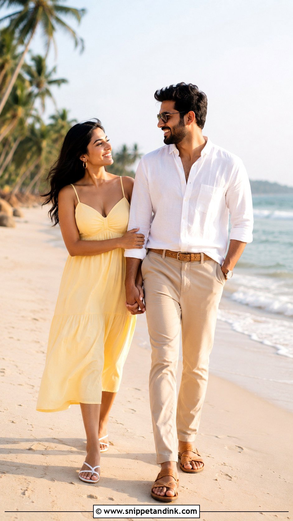 Yellow Sundress And White Shirt Outfit - Snippet and Ink - 20 Beach Pre Wedding Shoot Outfit Ideas