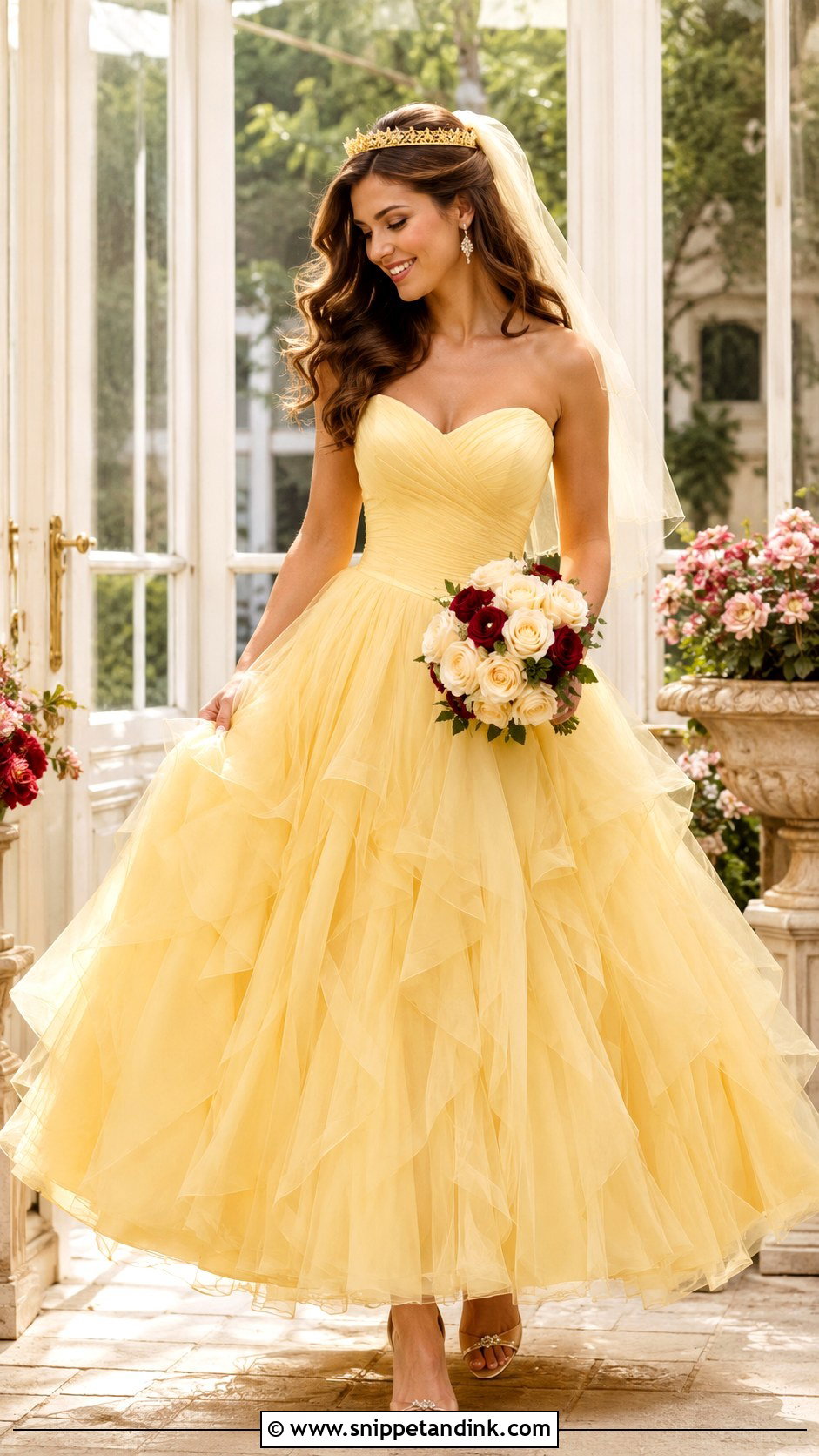 Yellow Tulle Belle Wedding Dress - Snippet and Ink - 20 Belle Beauty and the Beast Wedding Dress Ideas