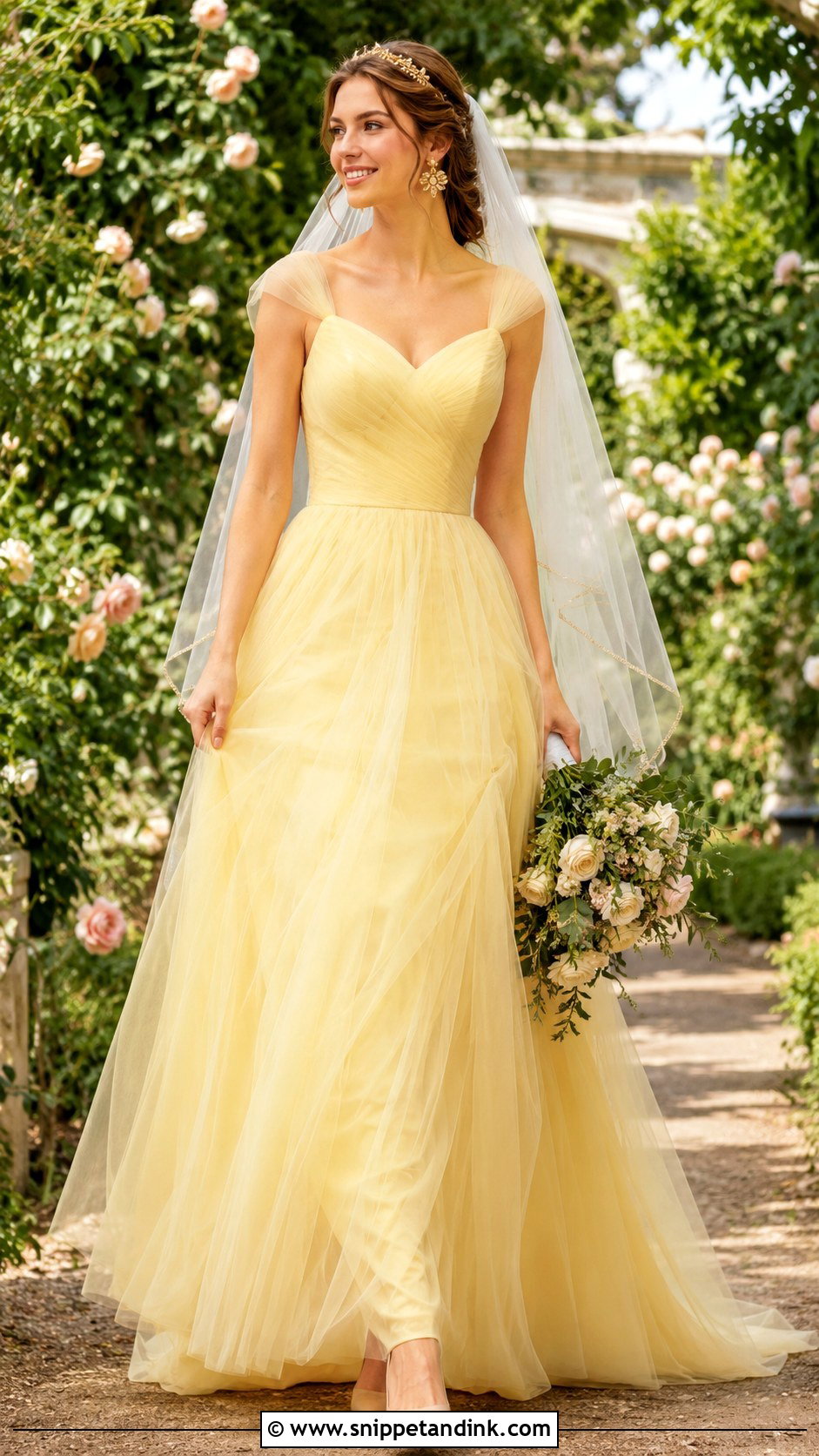 Yellow Tulle Belle Wedding Dress - Snippet and Ink - 20 Beauty and the Beast Wedding Dress Ideas