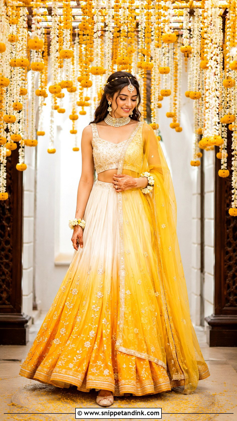 Yellow and White Ombre Lehenga for Haldi - Snippet and Ink - 20 Outfits for Haldi Ceremony