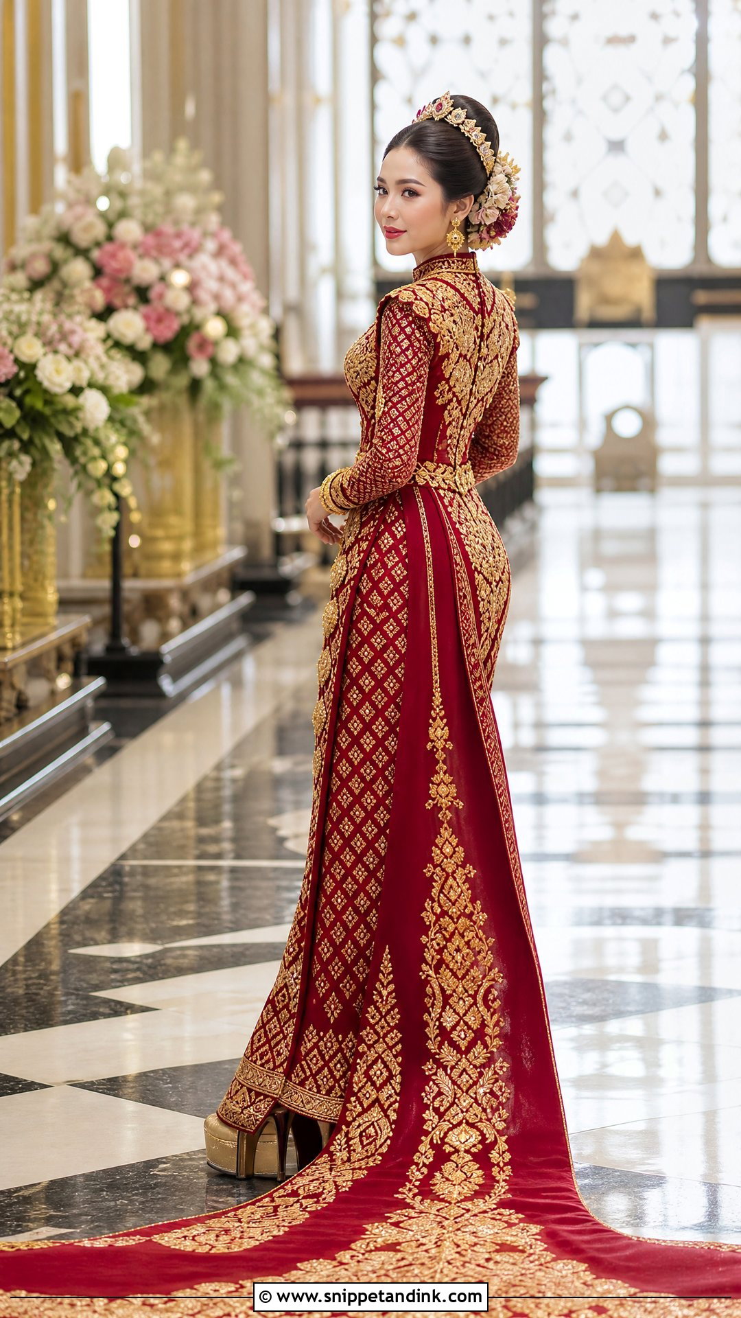 Yethina Train Myanmar Wedding Dress - Snippet and Ink - 25 Myanmar Wedding Dress Design Ideas