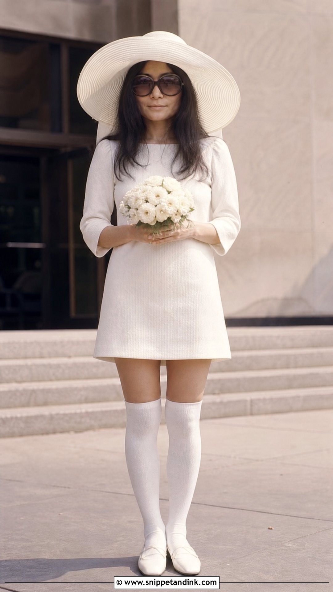 Yoko Ono Wedding Dress - Snippet and Ink - 25 Famous Wedding Dresses