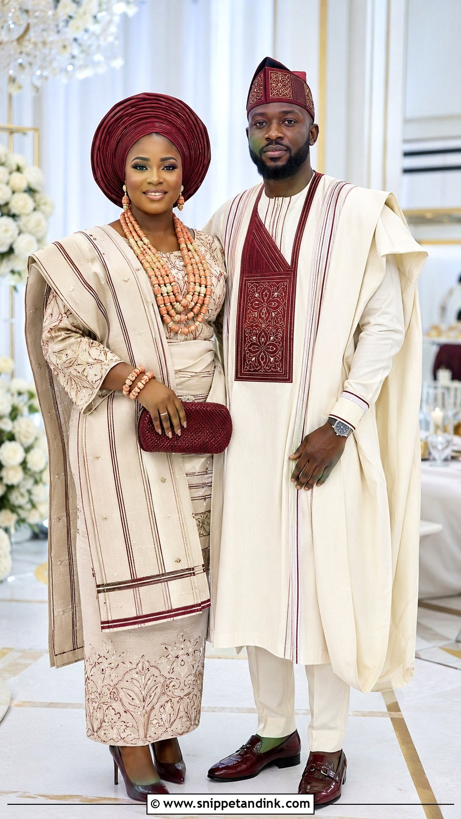Yoruba Aso Oke Couple Outfit - Snippet and Ink - 20 African Traditional Wear for Couples Ideas