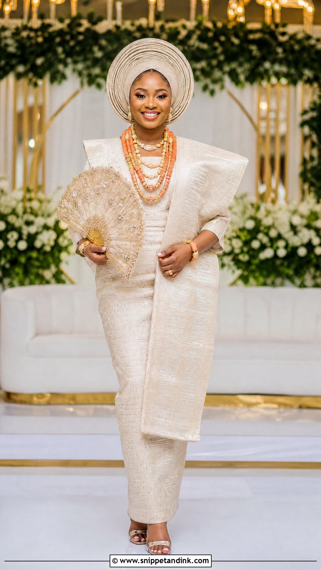 Yoruba Bride Ivory Aso Oke Iro And Buba - Snippet and Ink - 20 Nigeria Bride Traditional Dress Ideas