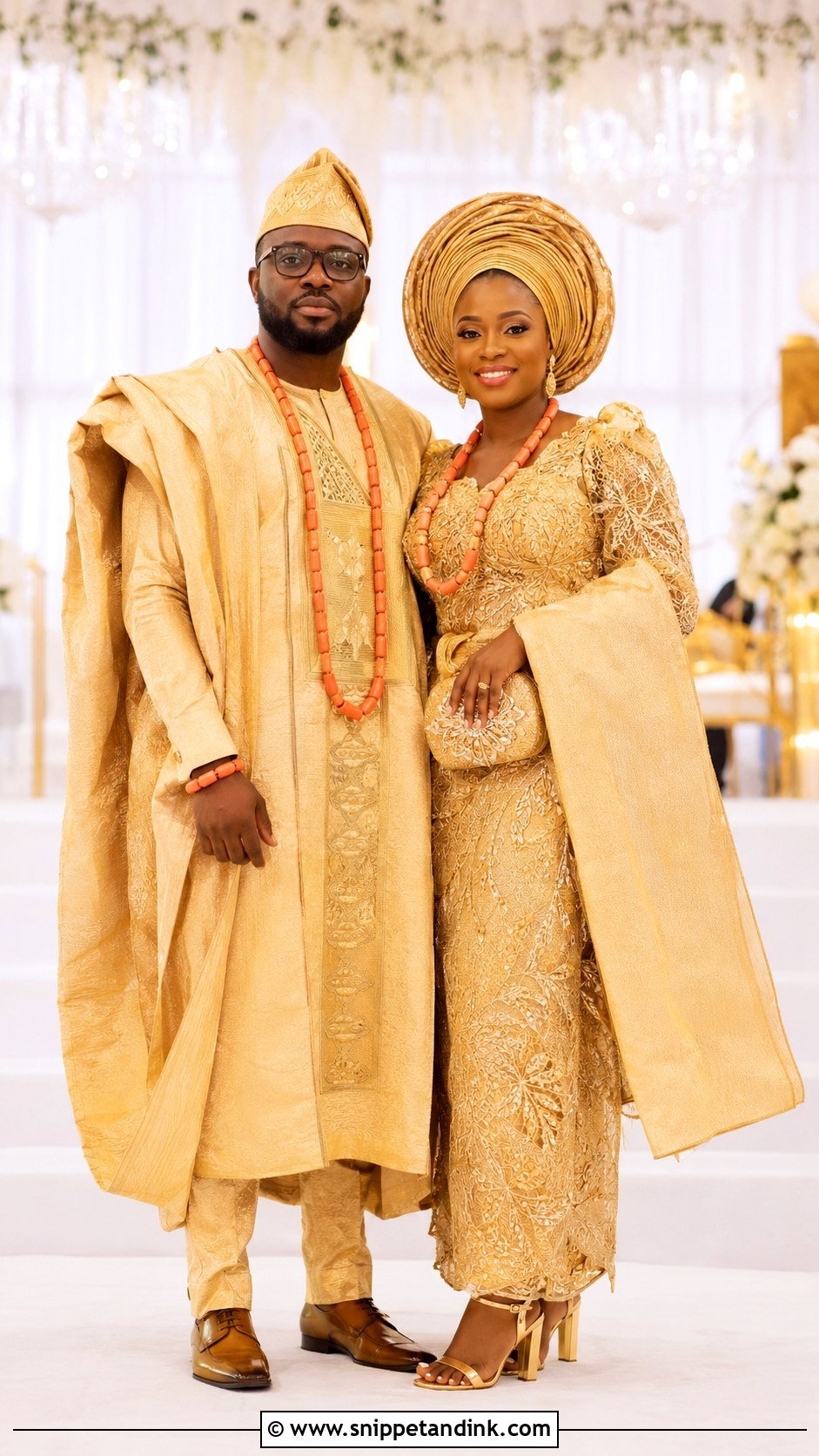 Yoruba Gold Traditional Marriage Attire - Snippet and Ink - 25 Traditional Marriage Attires in Nigeria Ideas