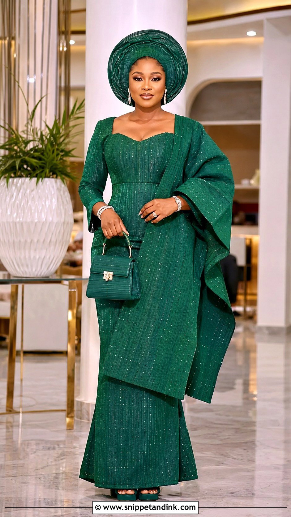Yoruba Monochrome Aso Oke Bridal Gown - Snippet and Ink - 20 Bridal Traditional Dresses Nigeria