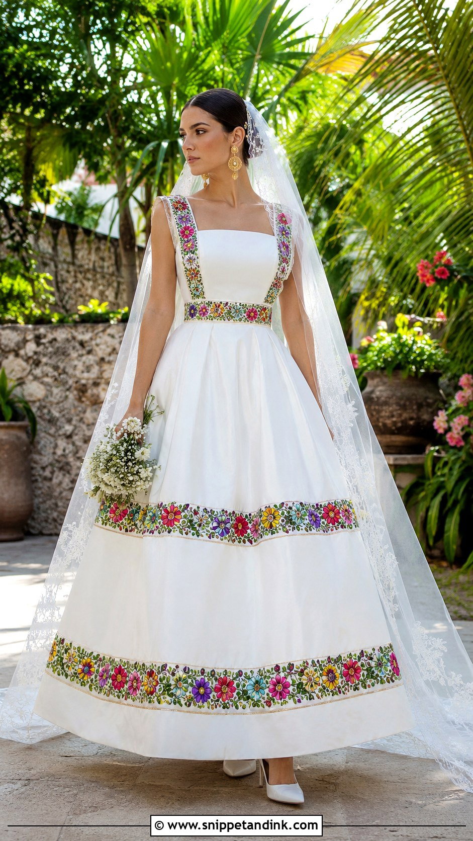 Yucatan Terno Inspired Wedding Dress - Snippet and Ink - 20 Mexican Style Spanish Wedding Dress Ideas