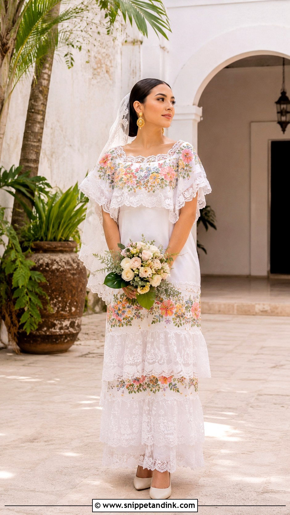 Yucatan Terno Wedding Dress - Snippet and Ink - 20 Mexican Style Wedding Dresses