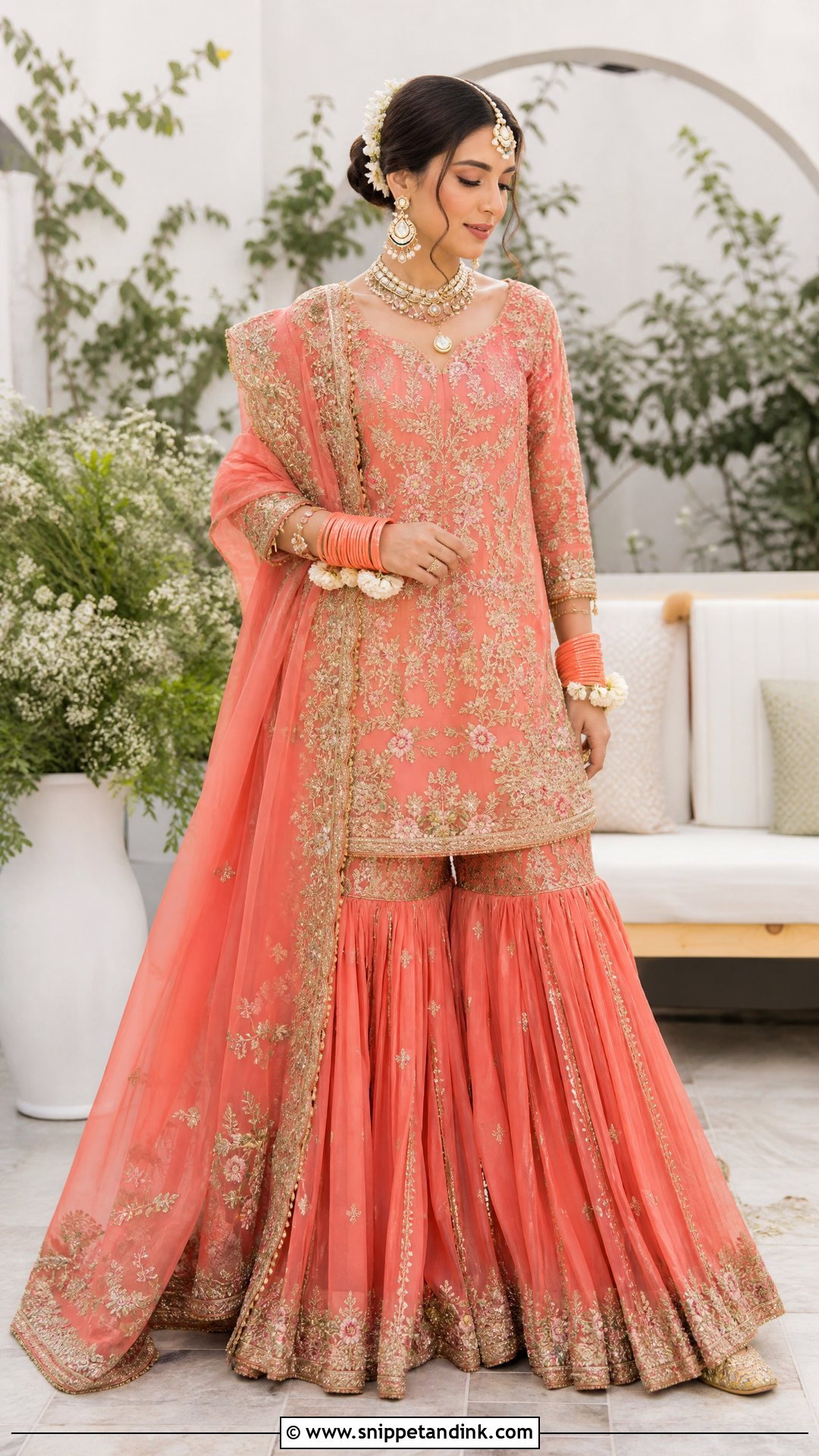 Zara Shahjahan Coral Bridal Sharara - Snippet and Ink - 20 Zara Shahjahan Bridal Ideas