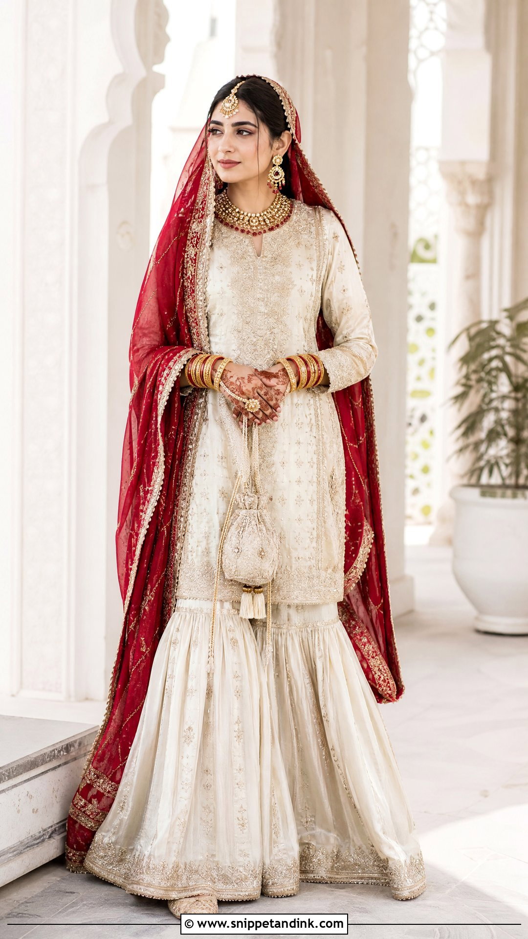 Zara Shahjahan Ivory Gharara With Red Dupatta - Snippet and Ink - 20 Zara Shahjahan Bridal Ideas