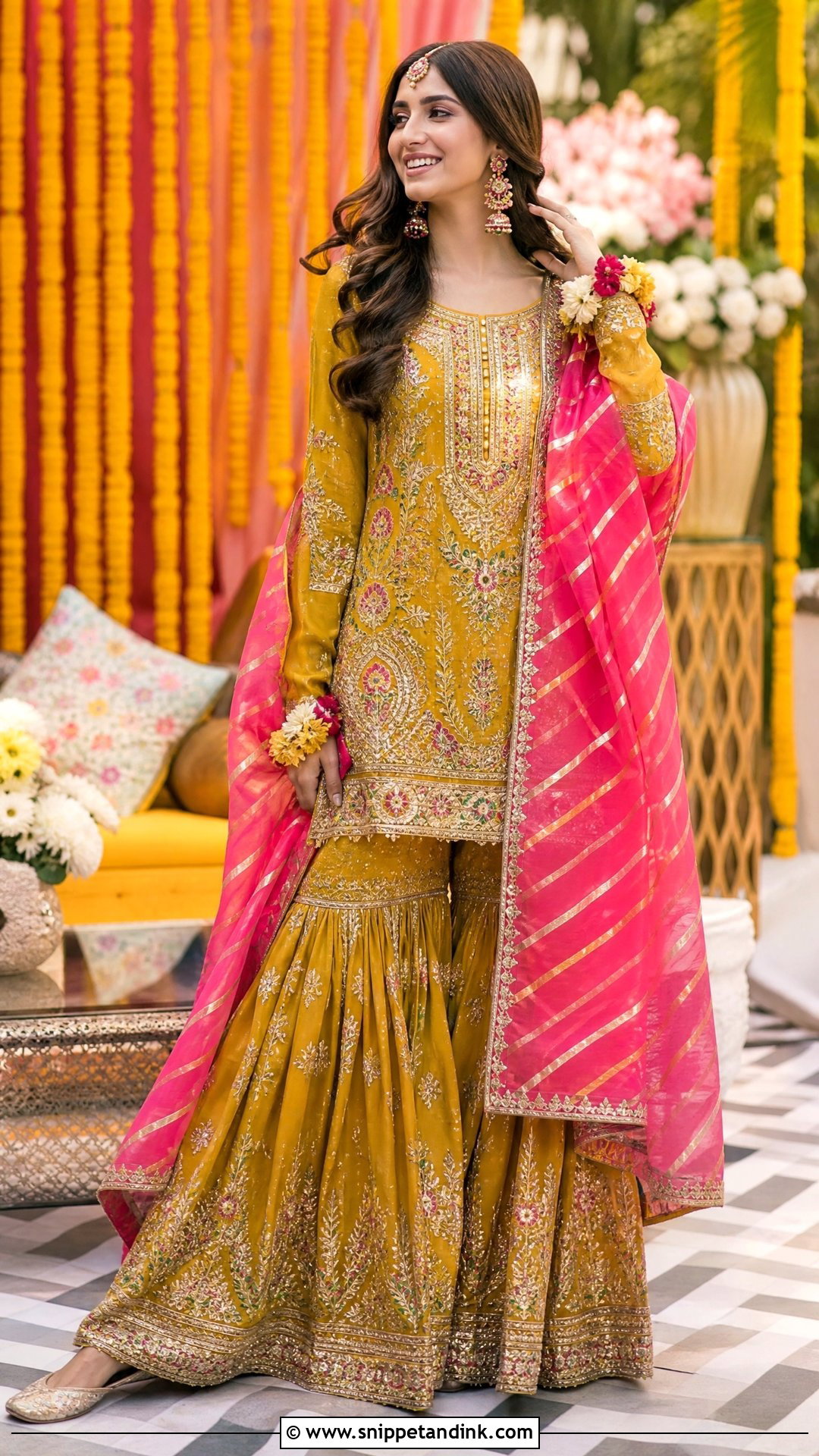 Zara Shahjahan Mustard Mehndi Gharara - Snippet and Ink - 20 Zara Shahjahan Bridal Ideas