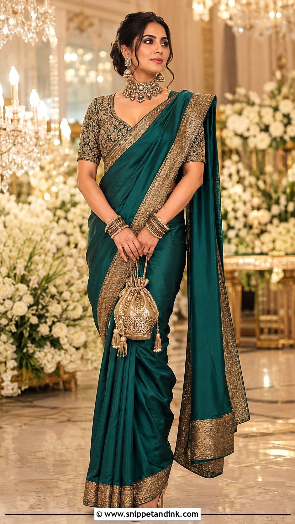 Zardosi Blouse With Silk Saree - Snippet and Ink - 25 Traditional Blouse Designs Weddings