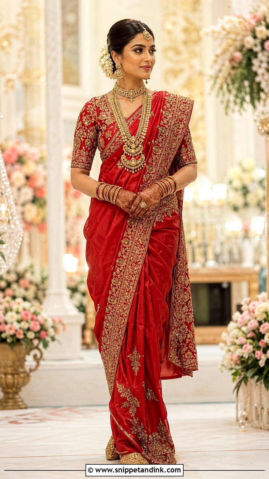 Zardozi Wedding Blouse With Red Silk Saree - Snippet and Ink - 20 Wedding Blouse Designs