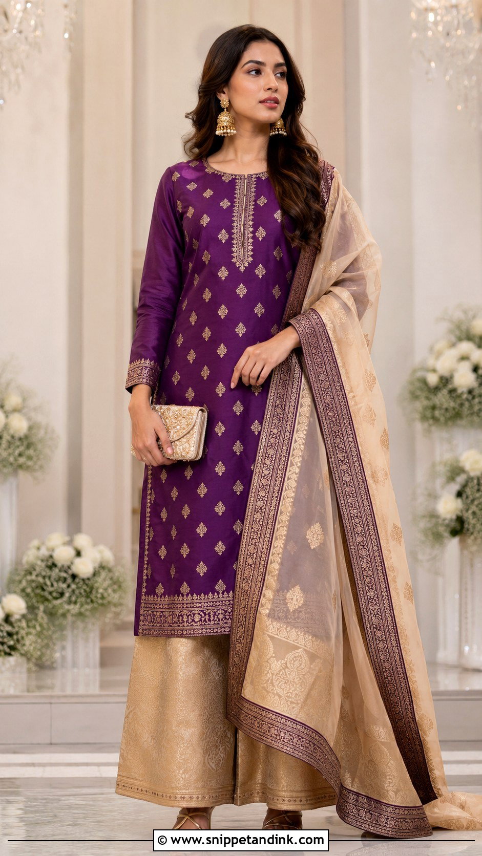Zari Kurti With Palazzo Pants - Snippet and Ink - 20 Wedding Kurti Ideas