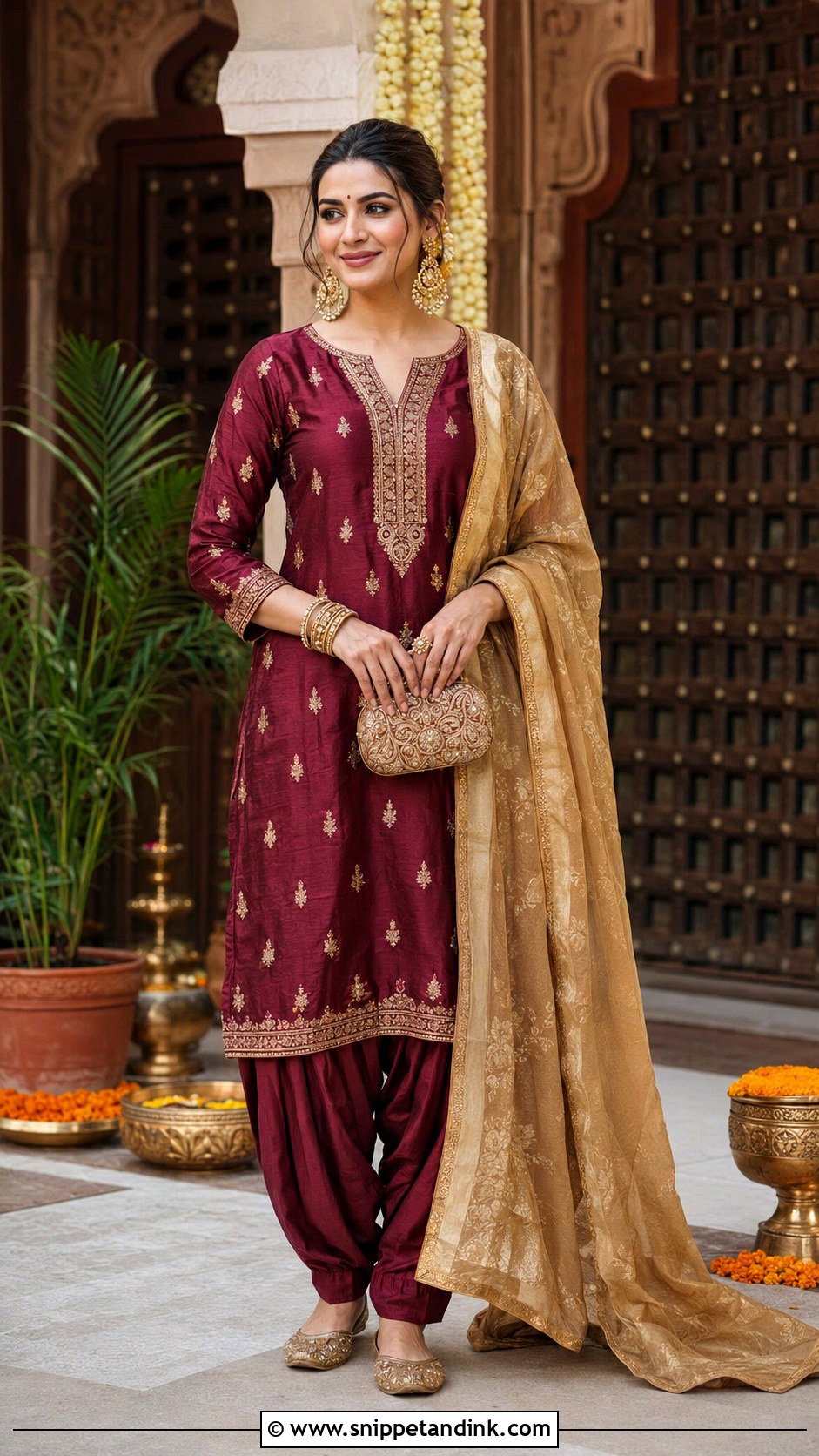 Zari Work Kurti With Salwar - Snippet and Ink - 20 Latest Kurti Designs for Wedding