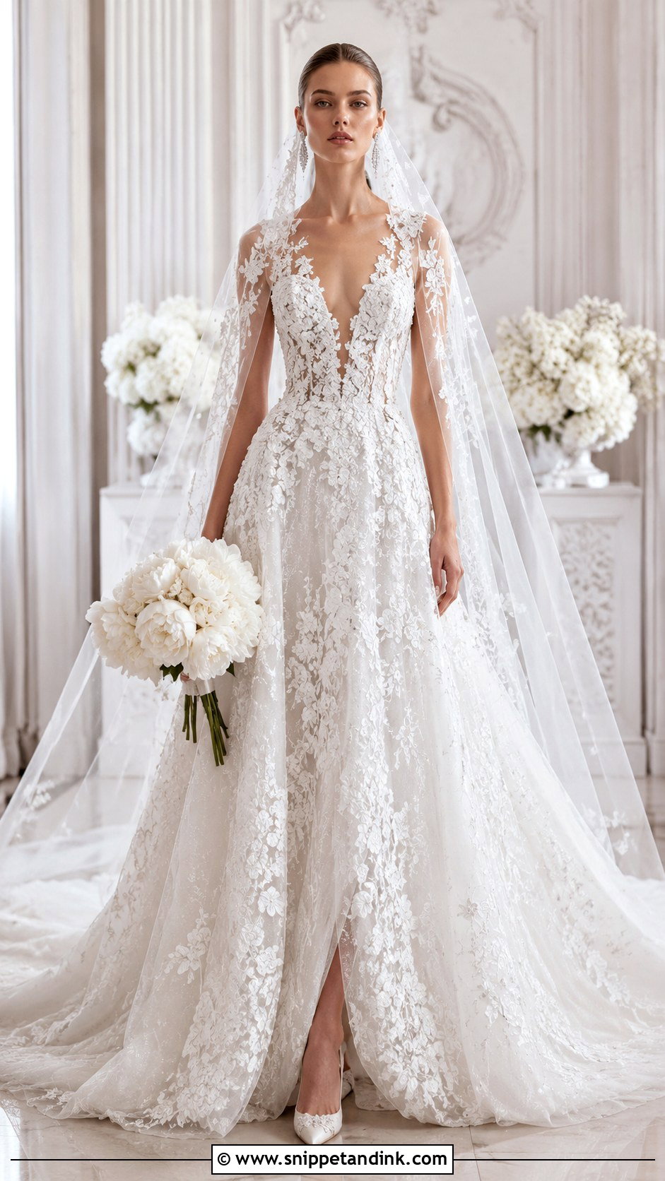 Zuhair Murad Plunging Neckline Wedding Dress - Snippet and Ink - 25 Zuhair Murad Wedding Dress Ideas