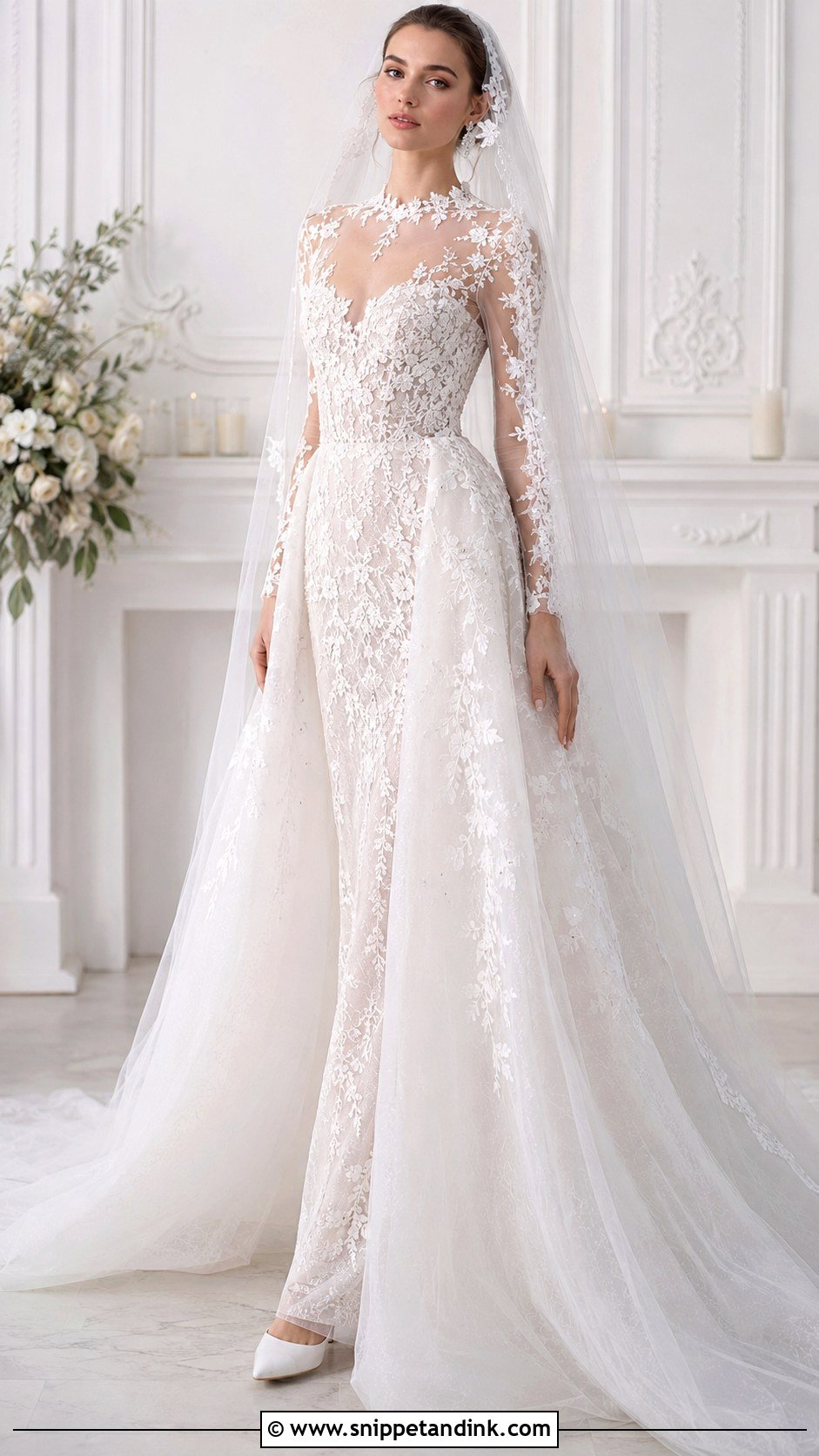 Zuhair Murad Sheer Sleeve Wedding Dress - Snippet and Ink - 25 Zuhair Murad Wedding Dress Ideas