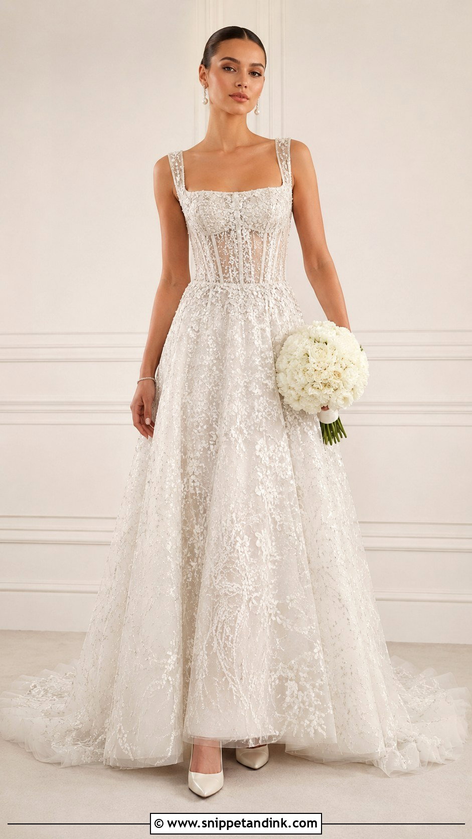 Zuhair Murad Square Neck Wedding Dress - Snippet and Ink - 25 Zuhair Murad Wedding Dress Ideas