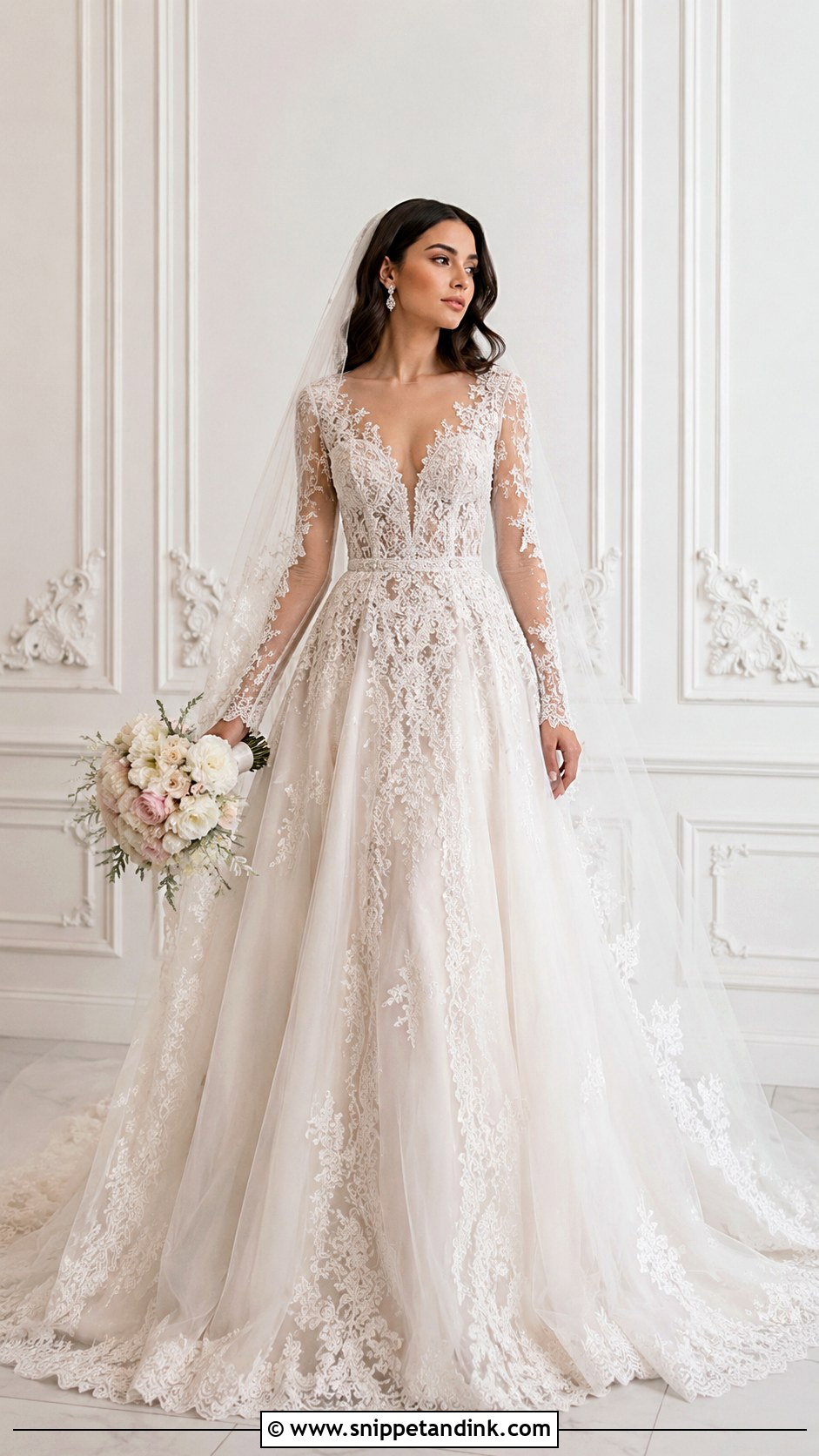 Zuhair Murad V Neck Wedding Dress - Snippet and Ink - 25 Zuhair Murad Wedding Dress Ideas