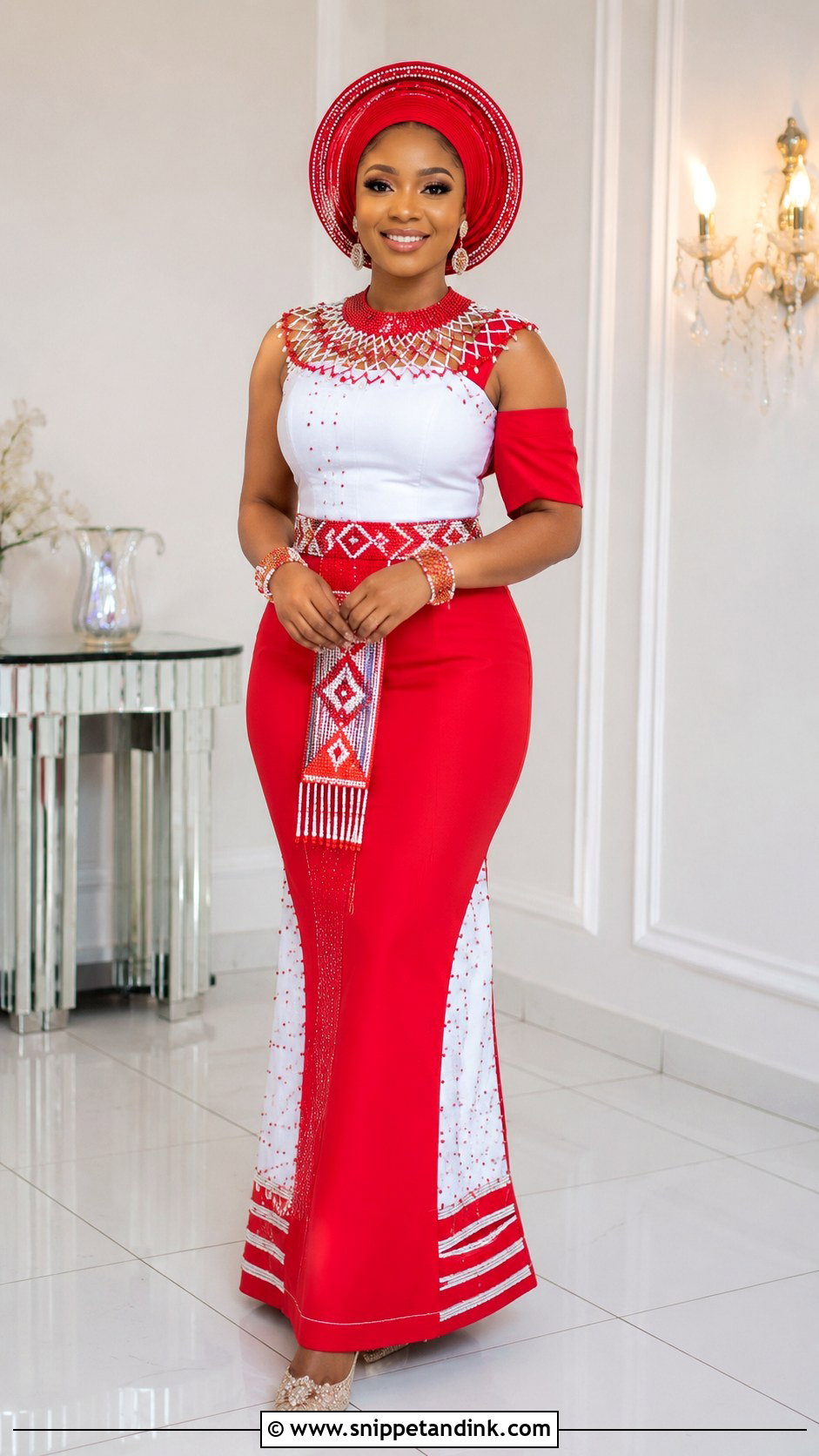 Zulu Lobola Dress With Beaded Accessories - Snippet and Ink - 30 Lobola Dresses for Bride